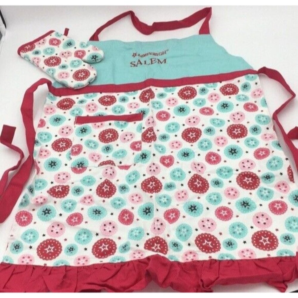 American Girl Child Size Apron & Oven Mitt Monogrammed Salem Williams Sonoma